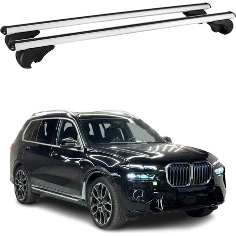 OMAC Aluminium Dachträger Querträger für BMW X7 G07 2018-2026 – TÜV / DIN 75302:2018 – Abschließbar – Max. 75 kg – 2 Stangen Silber (1/5)