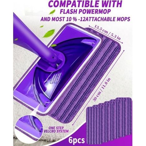 6 Packs Lingettes Reutilisable pour Swiffer WetJet 30x14cm,Mop Pads Microfibres,Tampons Vadrouille Microfibre Mop Remplacement Tam (1/2)