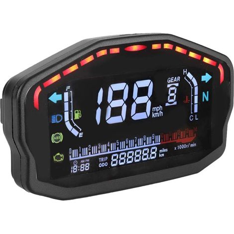Digitaler Motorrad-Tachometer, LCD-Kilometerzähler, Geschwindigkeitsanzeige 0–199 km/h, Drehzahlmesser 0–14000 U/min, Instrument geeignet zur Nachrüstung (1/5)