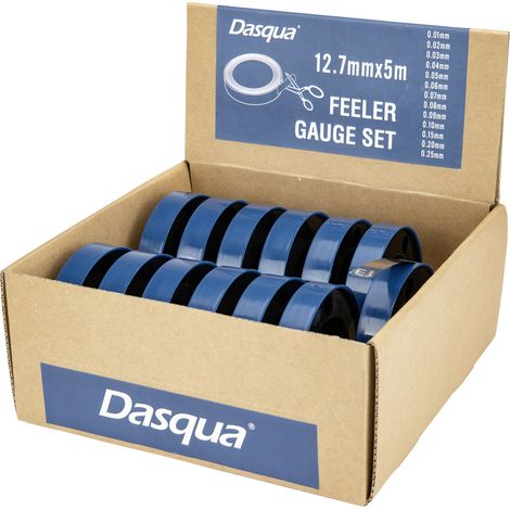 Dasqua 1803-0105 13-teiliges Fühlerlehrenband Set Dicke: 0,01, 0,02, 0,03, 0,04, 0,05, 0,06, 0,07, (1/5)