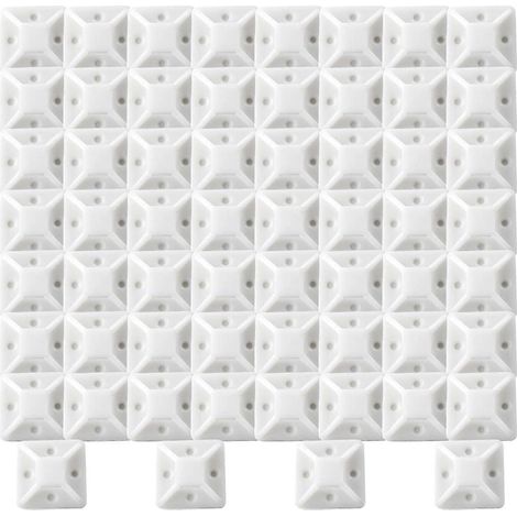 Supports adhésifs pour colliers de serrage, 100 pièces (20 mm x 20 mm), colliers de serrage auto-adhésifs, supports en plastique pour colliers de serrage, blanc (1/5)