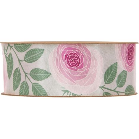 Rocchetto di nastro bianco Romantic Roses, 4 cm x 15 mt