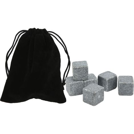 Ensemble de 6 pierres à whisky en granit de 2 cm avec pochette en velours (1/5)
