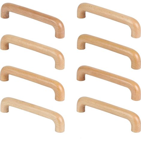 8 Stück Holzgriffe – Küchengriff, Schrankgriff – Lochabstand 96 mm – Für Küchenmöbel und Schubladen