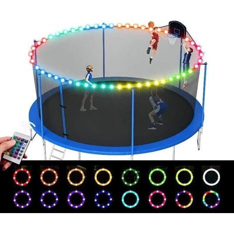 Lumières de Trampoline, Guirlande LED pour Jante de Trampoline, 16 Couleurs Variables, Bande Lumineuse LED étanche de 12 m, Cadeaux pour Les Enfants Qui Jouent la Nuit (1/4)