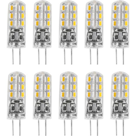 Lot de 10 Ampoule LED G4, DC12V, 3014, Blanc chaud, 24 LED, 1,5 W, Éclairage intérieur (1/5)