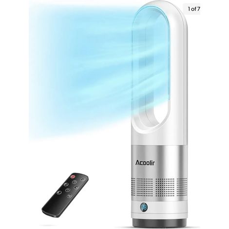 Turmventilator, 18-Zoll-Lüfter ohne Flügel mit Fernbedienung, LED-Anzeige mit automatischer Abschaltung, 8 Geschwindigkeiten