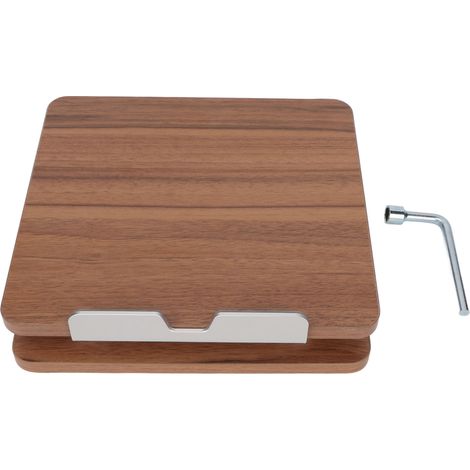 Support ordinateur en bois ergonomique réglable, design en alliage d'aluminium, couleur bois foncé, support de bureau pour PC portable (1/5)