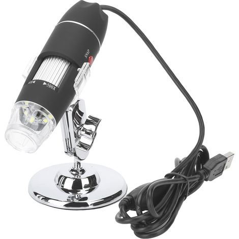 Microscope numérique USB 500X avec 8 LED réglables et support pour observations détaillées (1/5)