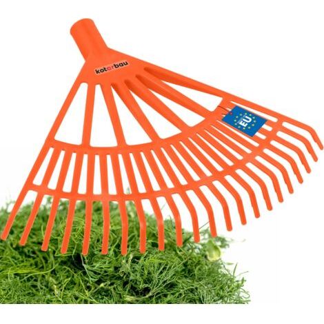 Rateau à Feuilles - Plastique - 44 cm - Orange - sans Manche - Râteau Jardin - Balai à Gazon - Ramasse Feuilles - Léger - Résistant - Entretien Jardin-NANOTEH (1/5)