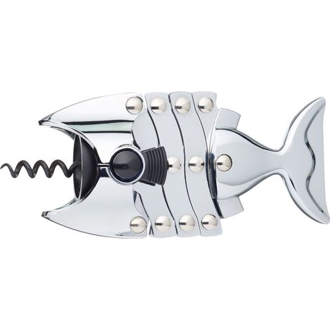 BarCraft - Cavatappi in acciaio inox a forma di pesce de, argento, 16,5 x 7,5 x 4,5 cm (1/4)
