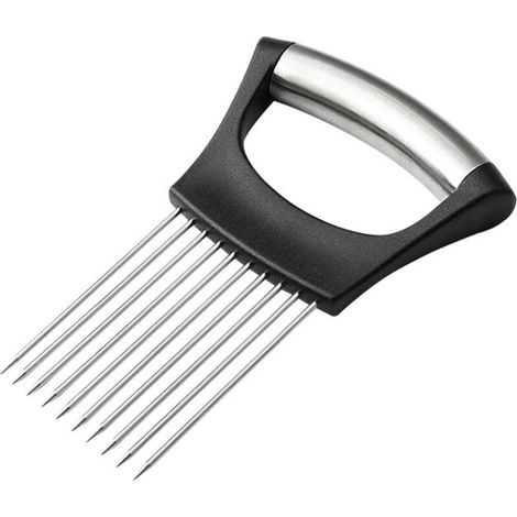 Lntyq Porte-tranche d'oignon en acier inoxydable, trancheuse de citron, coupe-légumes, outil de tranchage de couteau de cuisine, viande, oignon, pomme de terre, outils de cuisine à domicile de tomate (1/5)