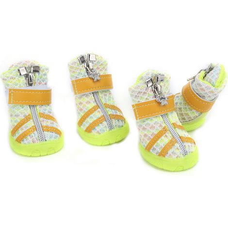 Lot de 4 chaussures pour chien, légères, respirantes et antidérapantes, pour chiens de petite, moyenne et grande taille (vert coloré, taille 5). (1/5)
