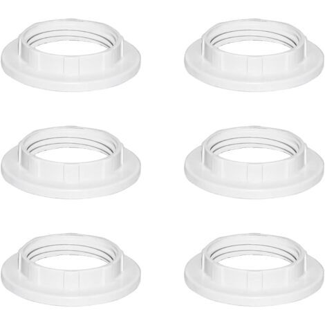 QORVA-6 Pièces Blanc Plastique Anneau Réducteur Abat Jour E14 27MM, Accessoires pour Abat-Jour Bague Plaque Convertisseur d’Adaptateur, E14 Anneau