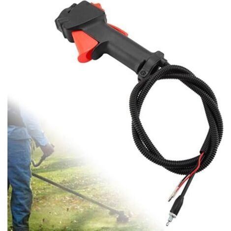 26mm Poignée de Débroussailleuse avec 114cm Câble, Interrupteur de Gâchette Poignée Accélérateur, Câble de Déclenchement, Accessoires de Débroussailleuse pour Tondeuses Taille Haies (1/4)