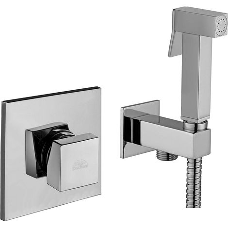 Quadratisches Bidet-Set komplett mit Schlauch und Halterung mit Wasseranschluss Paffoni KITDUP112CR  Chrom