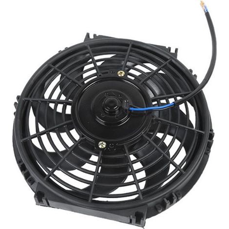 Erhältlich in einer Farbe: Schwarz. Material: Metall + ABS. 12-V-Kfz-Klimaanlagenlüfter, 10 Zoll ultradünn. (1/5)