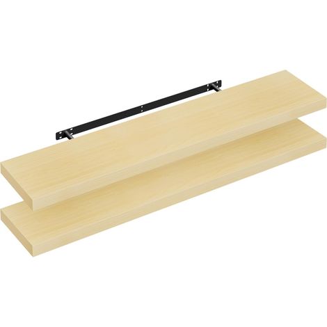 Lot de 2 Étagère Murale WOLTU, 110x22.9x3.8cm, Étagère Flottante de CD, Jaune Chêne (1/5)
