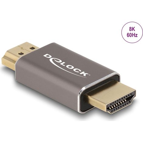 Delock Adaptador HDMI macho a macho 8K 60 Hz gris metal