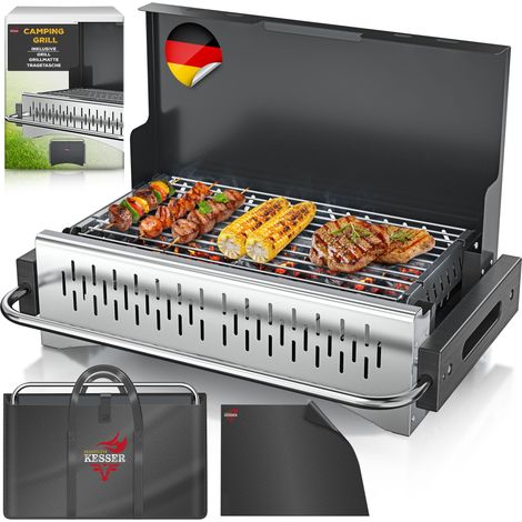 KESSER® Barbacoa plegable, carbón, acero, parrilla y bolsa - negro (1/5)