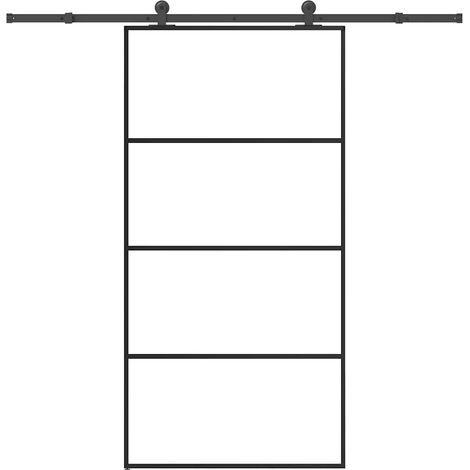 Schiebetür mit Beschlag 102,5x205 cm ESG-Glas & Aluminium