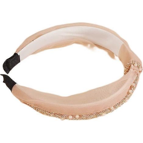 Trendige und hübsche Haarbänder mit Perlenknoten für Damen im Boho-Stil (beige), WZ-1435R (1/4)