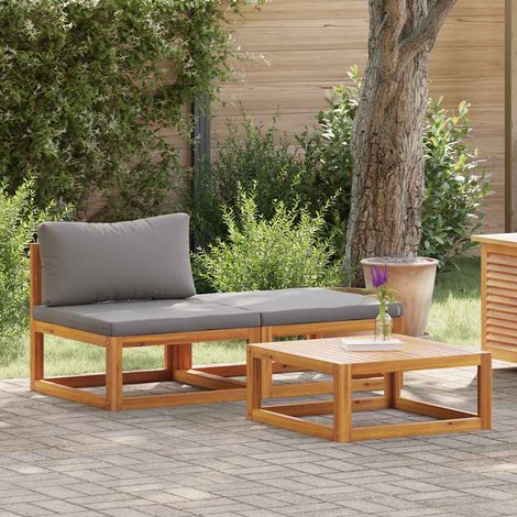 Salon de jardin 3 pcs Contemporain, Ensemble repas de jardin, avec coussins Bois d'acacia solide OIB5455E (1/4)