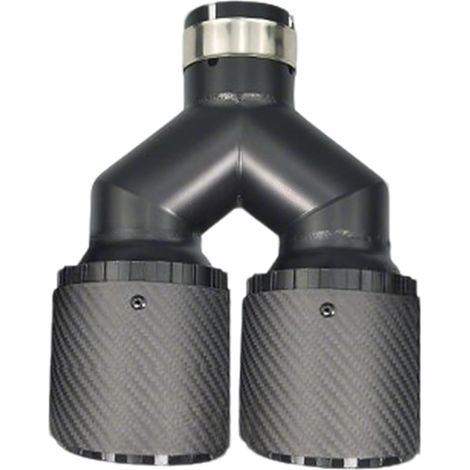 57mm Tuyau d'Échappement de Voiture Noir Fibre de Carbone Extrémités de Tuyau Double Sortie - Embout Silencieux Universel en Intérieur Acier Inoxydable Pour Véhicules avec Tuyau de 2.25"/57mm (1/5)