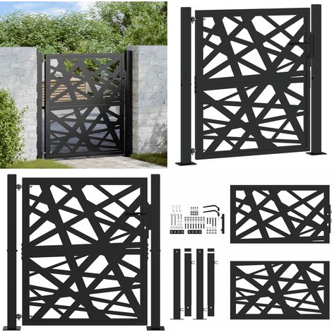 vidaXL Portail de jardin noir 105x106 cm acier conception de lumière (1/5)