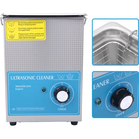 Nettoyeur à ultrasons industriel en acier inoxydable 1,3 L avec minuterie pour bijoux et verres, PCBEU 200-240 V (1/5)