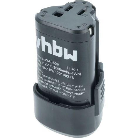 vhbw 1x batería compatible con Worx WX382.M2, WX521, WX382.M1, WX382.7, WX540.3, WX382.M, WX521.1, WX540 herramienta (2000 mAh, Li-Ion, 12 V)