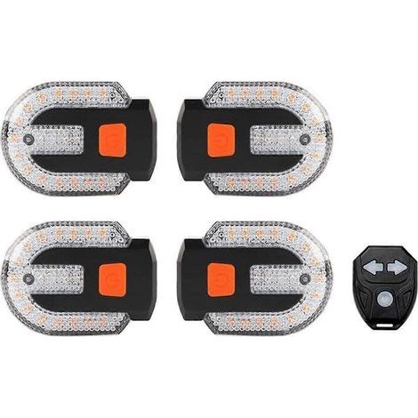 Lot de 4 clignotants vélo avec alarme – Télécommande 3 modes – Feu arrière LED étanche – Installation sécurisée sur tous types de vélos – Andiamo