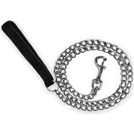 Steel Dog Chain Leash (180cm) Solid Metal Dog Leash PU Leather Handle (1/4)