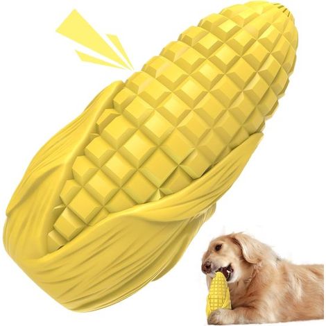 Juguete masticable para perros, Resistente y duradero, Juguete duradero para el cuidado dental de perros, Juguete forma mazorca maíz (amarillo) (1/5)