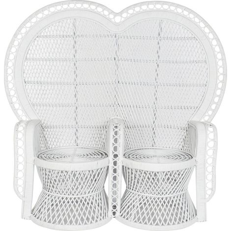 Fauteuil de jardin en rotin blanc 2 places – Dimensions 157x68x145,5 cm – Confort optimal pour extérieur – Résistant aux intempéries – Dkd Home Decor (1/5)