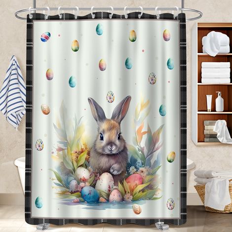 Rideau douche imperméable polyester 180x180 décoratif rideau séchage rapide pour avec accessoires assortis (1/5)