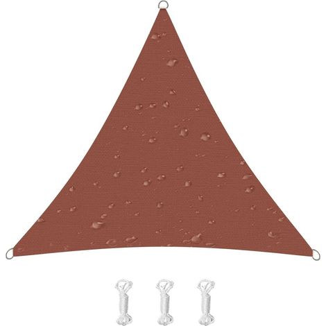 Vela de sombra triangular con protección UV, de tela Oxford, para terraza, balcón o jardín (2,4 x 2,4 x 2,4 m, rojo óxido). (1/5)