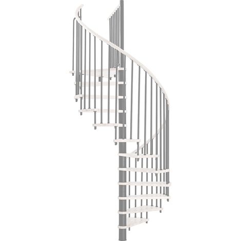 Minka Spindeltreppe Spiral Wood 38 - 305,5cm Geschosshöhe Weiß Grau 160cm Durchmesser