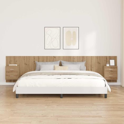 Vidaxl – Tête de lit avec armoire 3 pcs – Bois d'ingénierie – Design mural moderne – Espace de rangement compact – Poignées métalliques (1/5)