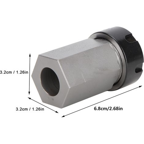 Bloc porte-pince hexagonal ER25 acier dur argent et noir pour tour CNC gravure 42mm 18mm 6.8cm 1 pièce (1/5)