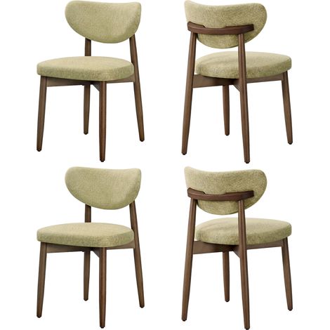 Lot de 4 Chaises de Salle à Manger, Ergonomiques, en Bois Massif, Style Moderne, pour Cuisine, Coiffeuse, Vert (1/5)