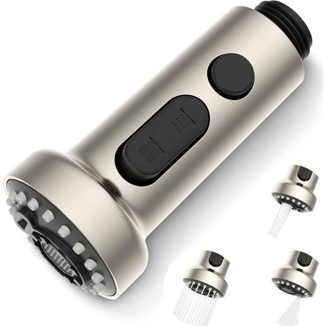 Tête Robinet Cuisine - 1 Pièce - Acier Inoxydable - 3 Modes Jet - Pivotant 360° - Pour Mitigeur G1/2 - Nickel Brossé (1/5)