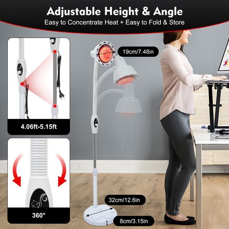 Potente lámpara de calor infrarrojo para aliviar dolores musculares o resfriados – Lámpara infrarroja para artritis, masajes y fisioterapia (275 W, 220 V)