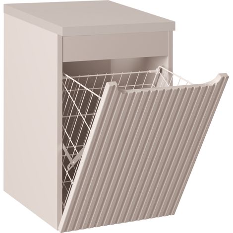 Meuble bas de salle de bain avec panier à linge et plan NOVA cachemire 40 cm (1/3)