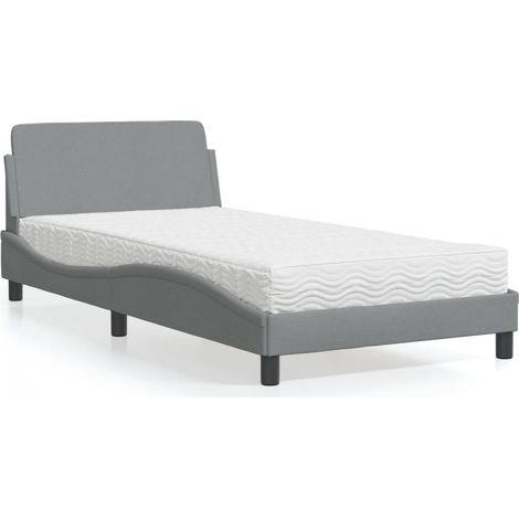 Lit avec matelas-Structure de lit-Lit Adulte gris clair 100x200 cm tissu 859847 (1/5)