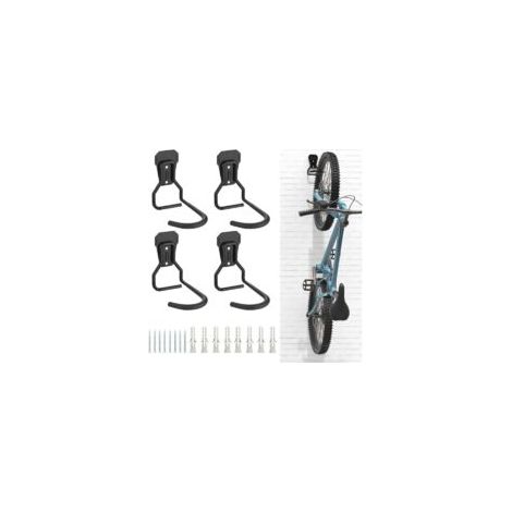 4er-Set Fahrradhaken, stabile Wandhalterungen aus Eisen, L-förmiges Wandregal, praktisches vertikales Fahrradregal für die Garage, Schwarz - Crezuo (1/4)