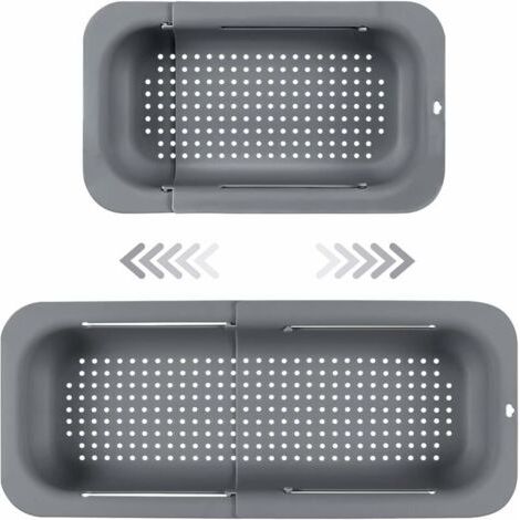 Passoire d'évier extensible - Matériau PP alimentaire - Trous de drainage efficaces - Porte-séchage rapide pour vaisselle - Facile à nettoyer et durable. (Gris foncé) (1/4)