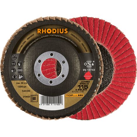 RHODIUS JUMBO SPEED G, 10 Stück, 115 mm, Korn 60, Fächerschleifscheibe (1/3)