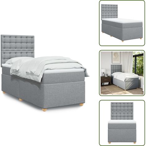 Sommier à lattes de lit avec matelas Gris clair 100x200cm Tissu - Sommier À Lattes De Lit - Sommiers À Lattes De Lit - Lit - Meuble De Chambre À Coucher (1/5)