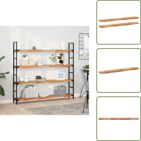 Schweberegale 2 Stk. 160x20x4 cm Massivholz Akazie Ölbehandelt - Wandregal - Holzmöbel - Akasienholzmöbel - Regal Deko - Wohnzimmerdeko (1/5)